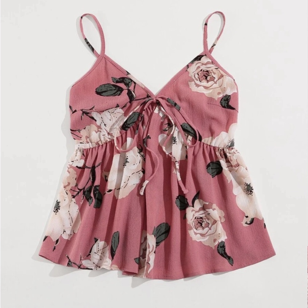 Pretty pink babydoll style top with adjustable straps